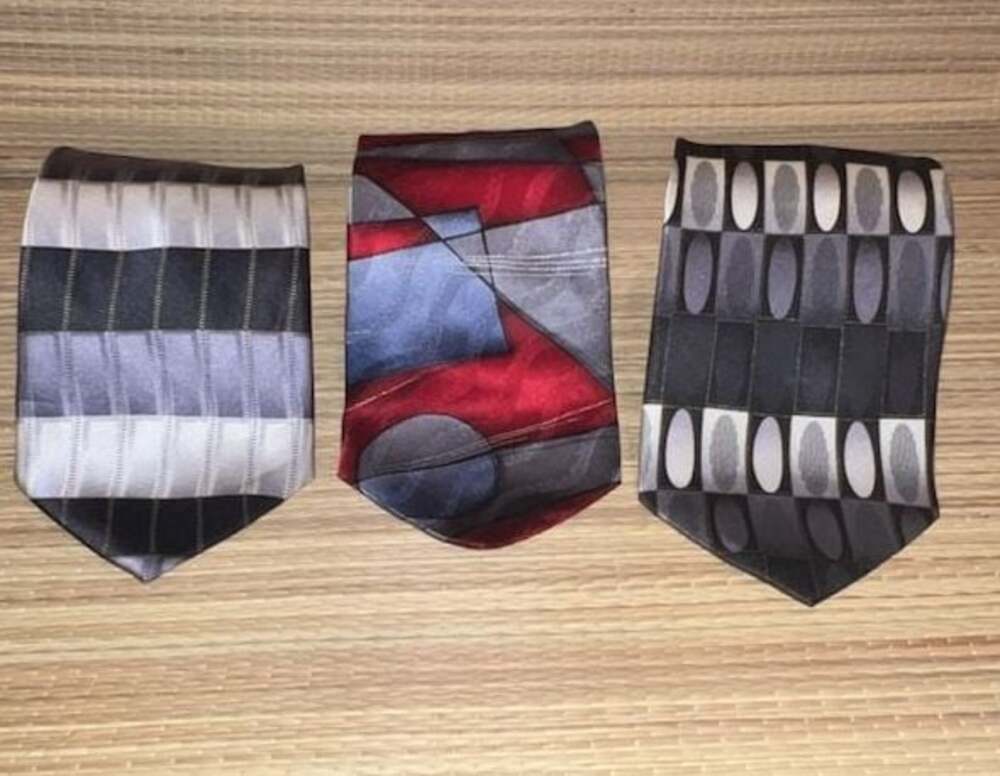 Set of 3 Mens Designer Silk Neckties: Murano and Kilburne and Finch Geometric